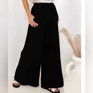Black wide leg trouser slacks